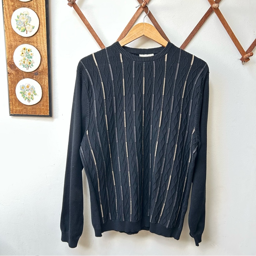 Pronto Uomo Textured Argyle Cableknit Knit Sweater